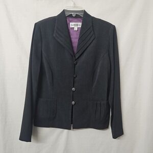 Danny & Nicole Dark Gray Blazer Jacket 4-Button Front & Pleats Size 12P READ